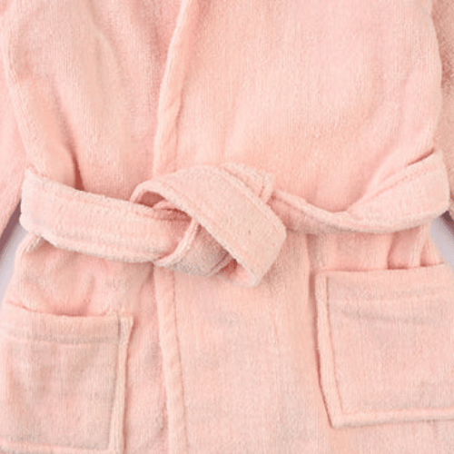 DKNY Kids Baby Pink Jacquard Bathrobe – Soft, Cozy & Stylish, 100% Terry Cotton, Cozy Hood, 3–24 Months, Overstock/Unused