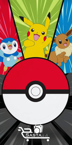 Pokémon Kids Towel – Pikachu, Pokéball & Friends | 70 x 140 cm, 100% Soft Cotton, One Side Printed | Overstock/Unused