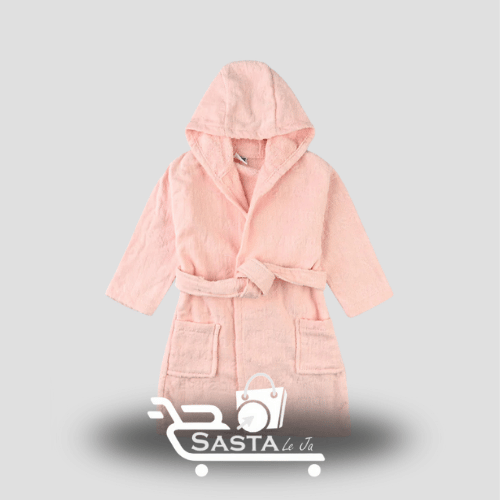 DKNY Kids Baby Pink Jacquard Bathrobe – Soft, Cozy & Stylish, 100% Terry Cotton, Cozy Hood, 3–24 Months, Overstock/Unused