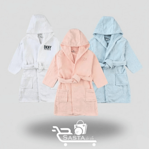 DKNY Baby/Toddler Embroidered Bathrobe Set (3-Pack) | Blue, Pink, White | 3-24 Months | Overstock/Unused