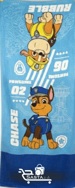 PAW Patrol Chase & Skye Kids Towel – Velour 100% Cotton, Single-Sided Print, 60 x 150 cm, Overstock/Unused