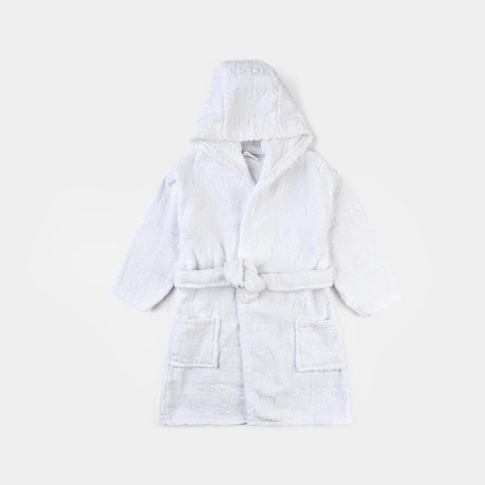 DKNY Kids Bathrobe in White Jacquard – Comfortable & Trendy