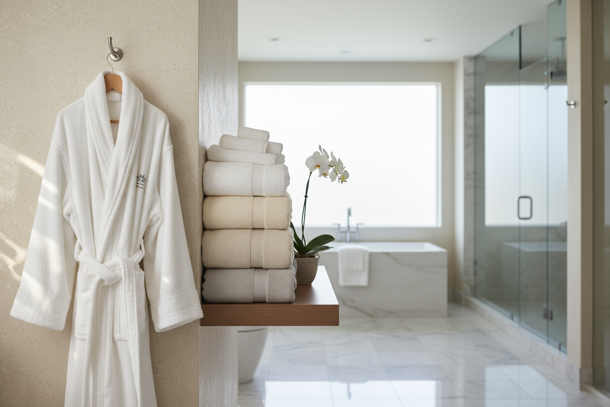bathrobe and towels